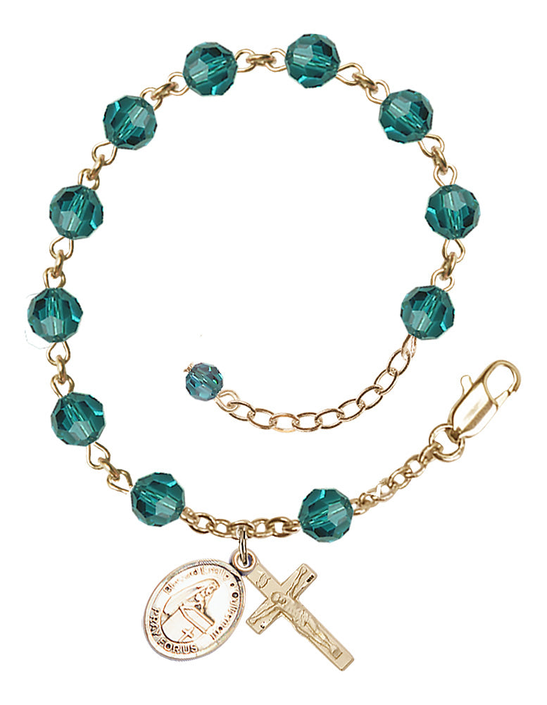 Blessed Emilee Doultremont Rosary Bracelet - 14K Gold - December - Zircon