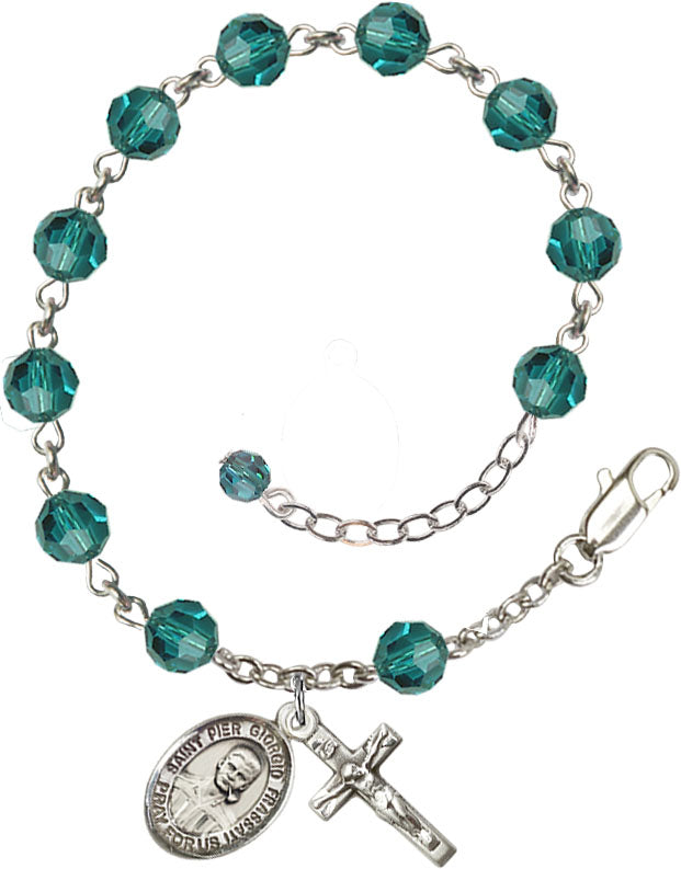 Blessed Pier Giorgio Frassati Rosary Bracelet - Sterling Silver - December - Zircon