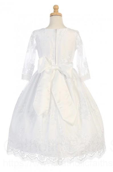 First Communion Dress with Heavy Floral Lace