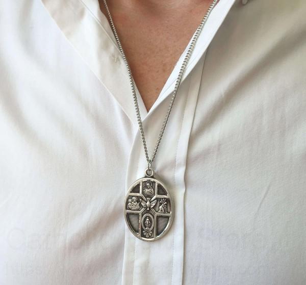 Catholic St.Francis Cross Amulet Men Necklaces Stainless Steel Pendant Chain  | eBay
