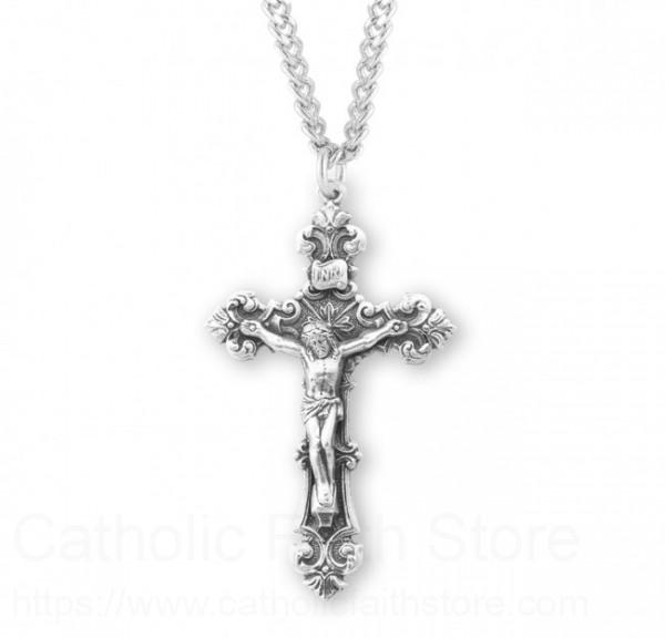 vintage sterling silver scrolled crucifix cross miraculous medal pendant