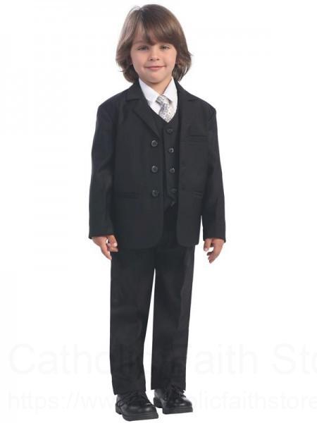 Boy's Husky 5 Piece Black Suit