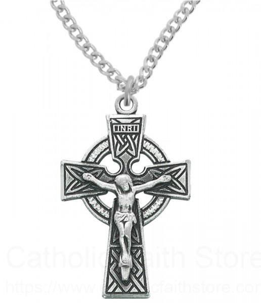 New Mens Gold Celtic Traditional Round Head Cross Necklace Jewellery
