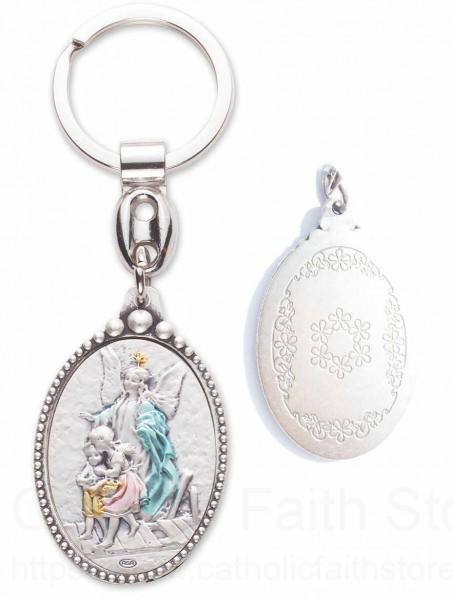 Guardian Angel Silver Keychain - MADE IN ITALY