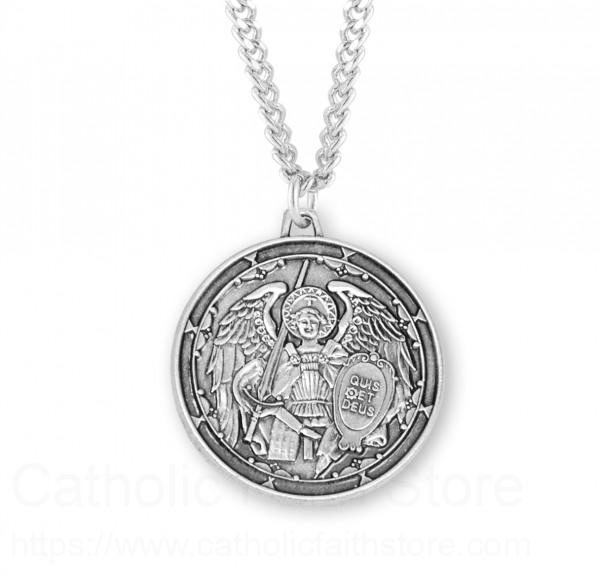 a mighty St Michael necklace with heart locket and pearls - R H Weber  Jewelry, LLC