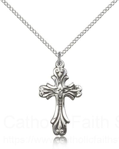 Confirmation/Communion Sterling Silver Antiqued Cross Pendant