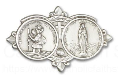 Saint Christopher/Our Lady of The Highway Traditional Catholic Visor Clip