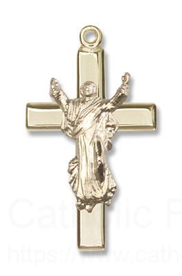 Risen Christ Crucifix 14k Yellow Gold Pendant 