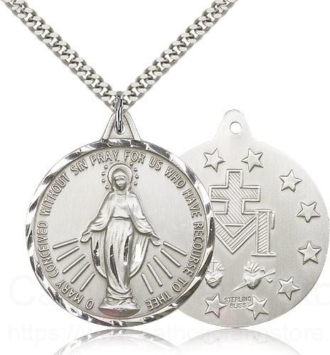 Extra Large Miraculous Medal - 14kt Gold 1 3/8 x 1 1/4 Round