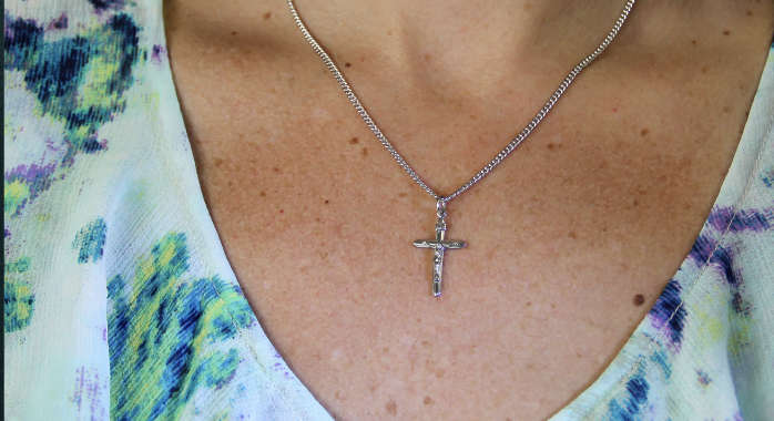 Men's Celtic Crucifix Necklace - Sterling Silver Pendant on 24