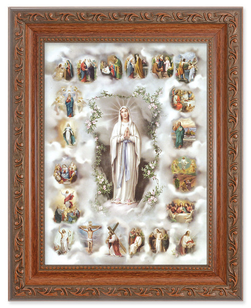20 Mysteries of the Rosary 6x8 Print Under Glass - #161 Frame