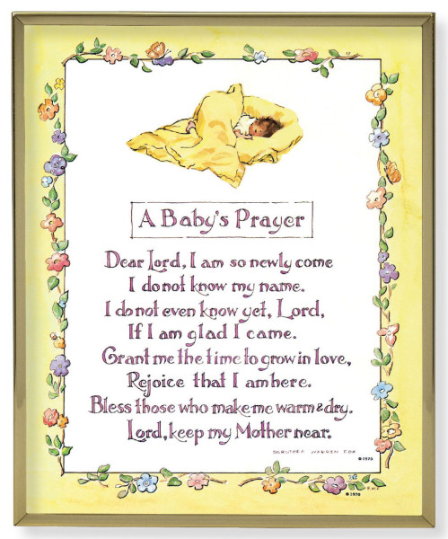 A Baby Prayer 8x10 Gold Trim Plaque - Full Color