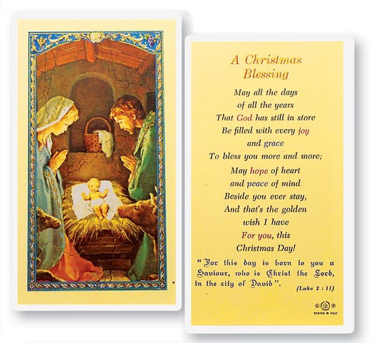 A Christmas Blessing Holy Card Laminated Prayer Card - 1 Prayer Card .99 each