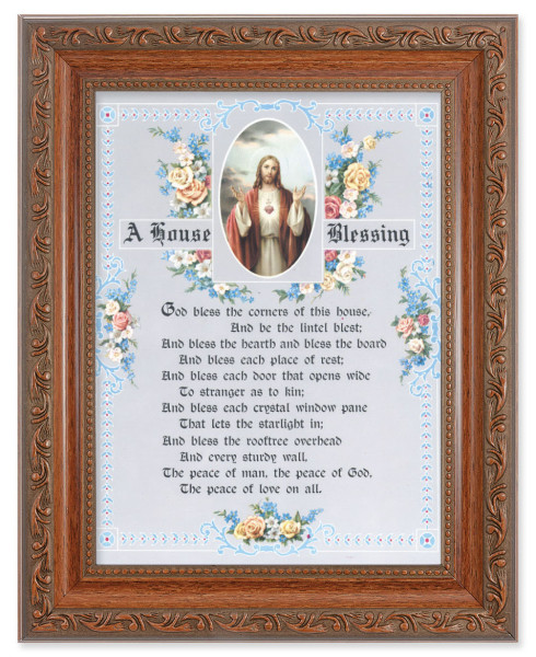 A House Blessing Poem with Sacred Heart 6x8 Print Under Glass - #161 Frame