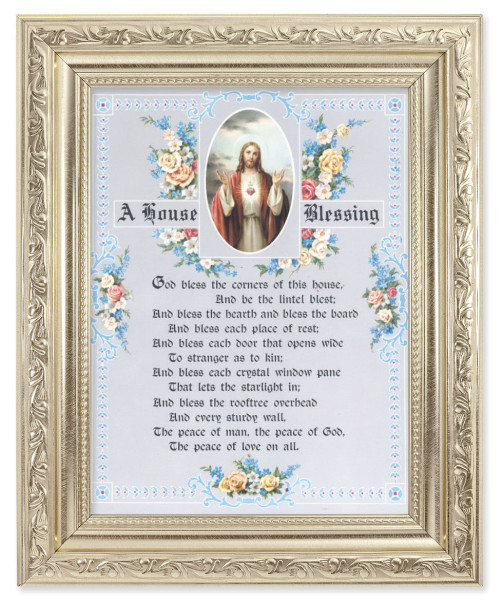 A House Blessing Poem with Sacred Heart 6x8 Print Under Glass - #163 Frame