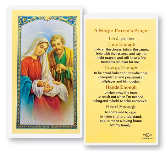A Single Parents Laminated Prayer Card - 1 Prayer Card .99 each