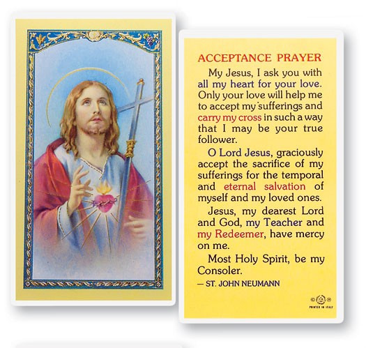 Acceptance Laminated Prayer Card - 1 Prayer Card .99 each