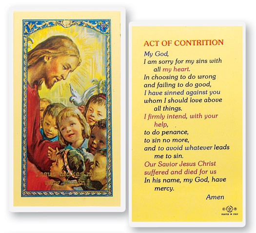 Act of Contrition Christ Kids Laminated Prayer Card - 1 Prayer Card .99 each
