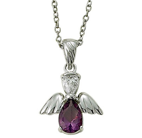 Angel Wing Birthstone Necklace - Amethyst