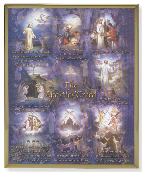 Apostles Creed 8x10 Gold Trim Plaque - Full Color
