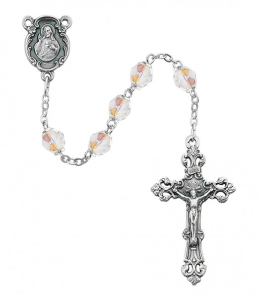 April Birthstone Rosary (Crystal) - Silver Oxidized - Crystal