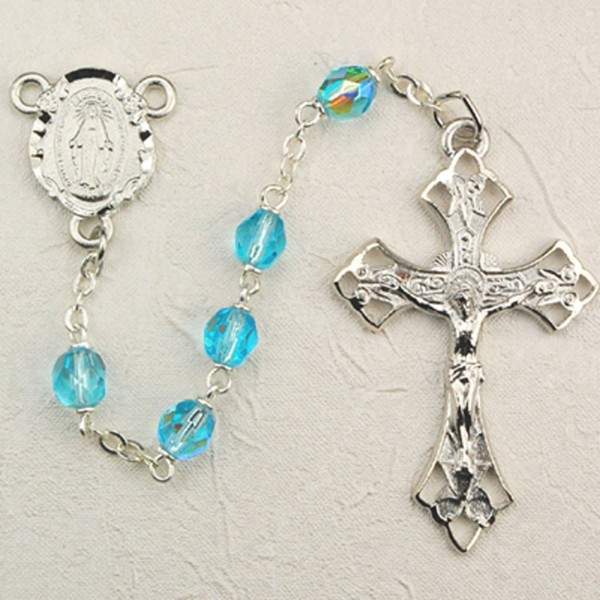 Aqua Aurora Glass Rosary - Aqua
