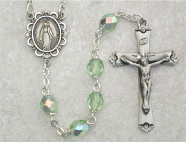 August Birthstone Rosary (Peridot) - Sterling Silver - Peridot