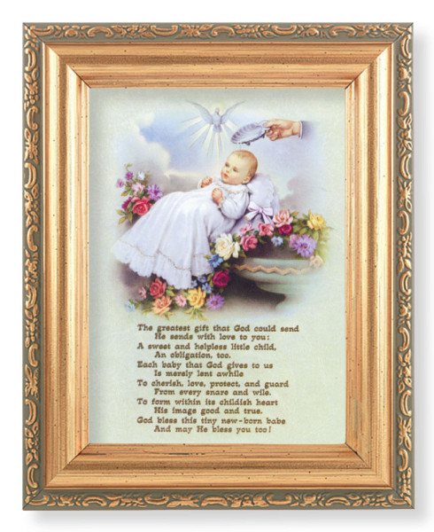 Baby Baptism Prayer 4x5.5 Print Under Glass - Full Color