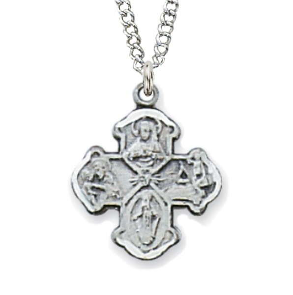 Baby Four Way Cross Pendant - Sterling Silver - Silver
