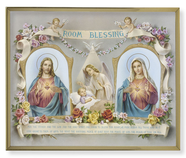 Baby Room Blessing Gold Frame 8x10 Plaque - Full Color
