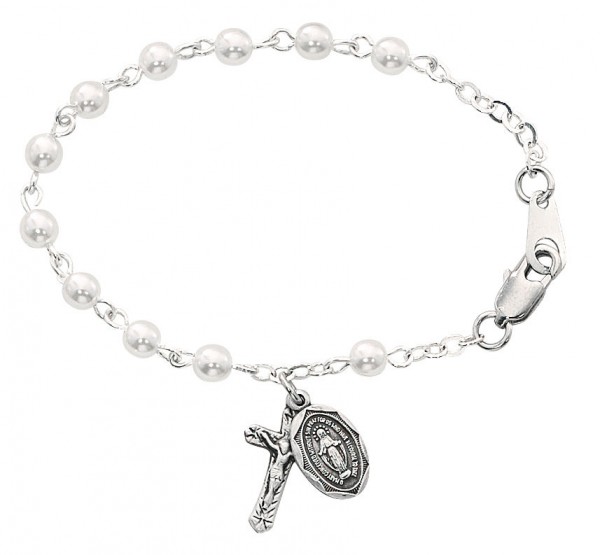 Baby Rosary Bracelet with Pearls - Sterling Silver