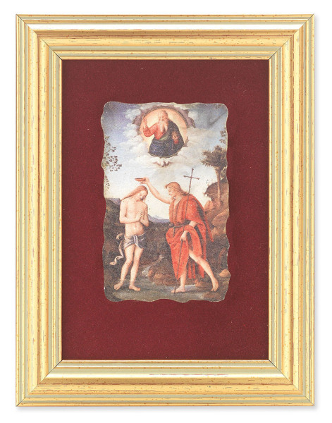 Baptism of Jesus 5x6.5 Velvet Back Gold Frame - Red