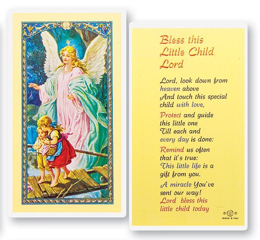 Bless This Little Child Lord Laminated Prayer Card - 1 Prayer Card .99 each