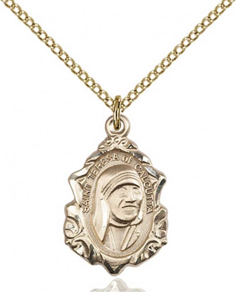 St. Teresa of Calcutta with Fancy Edge Medal - 14KT Gold Filled