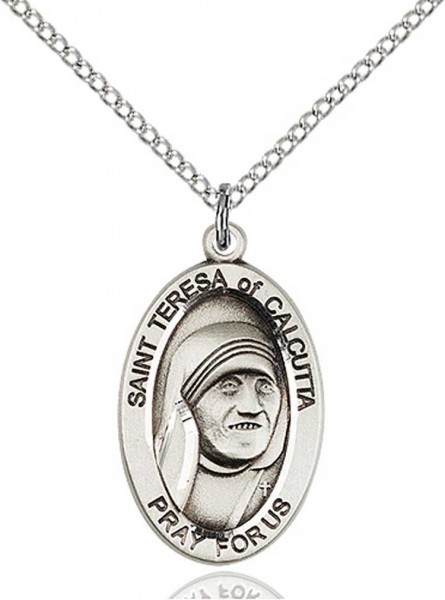 St. Teresa of Calcutta Oval Medal - Sterling Silver
