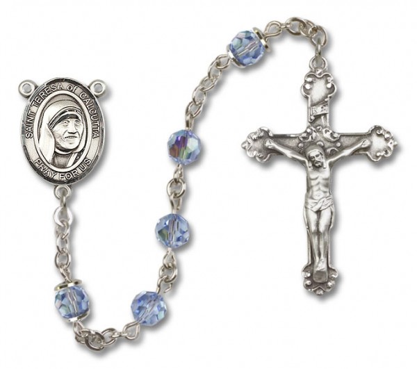 St. Mother Teresa of Calcutta Sterling Silver Heirloom Rosary Fancy Crucifix - Light Amethyst