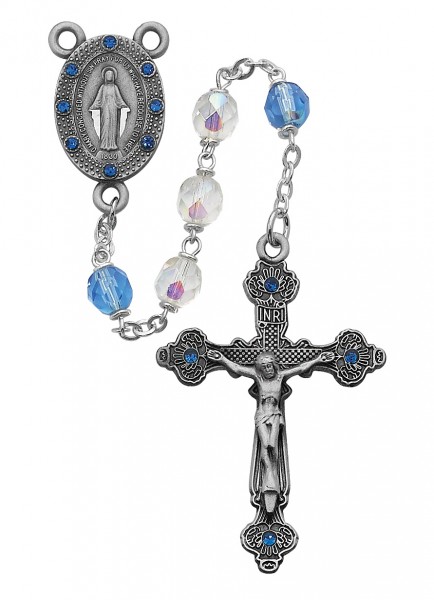 Blue Austrian Stone Rosary - Blue