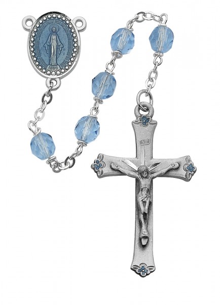 Blue Enamel Miraculous Rosary - Blue
