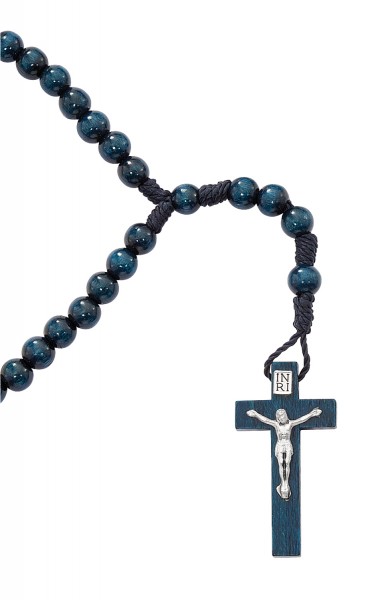 Blue Wood 6mm Rosary - Blue
