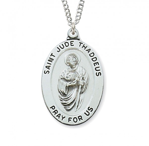 Boys Oval St. Jude Medal Sterling Silver - Silver