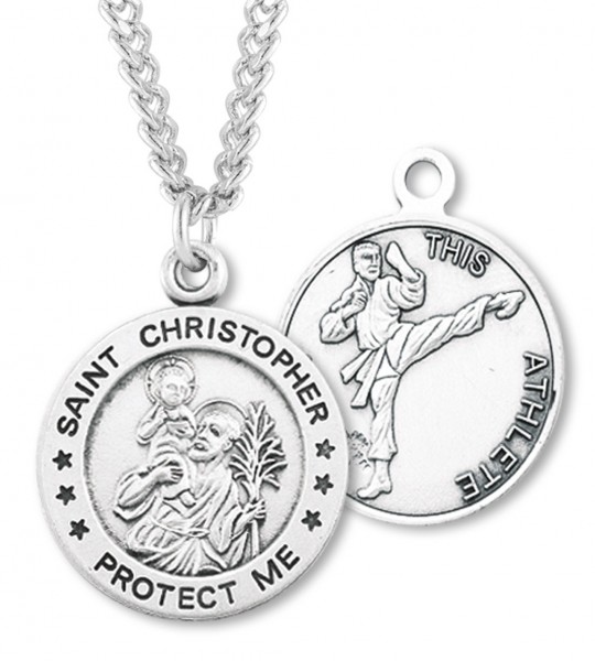 Men's St. Christopher Martial Arts Medal Sterling Silver - Sterling Silver