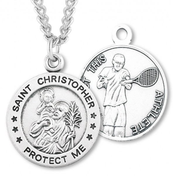 Men's St. Christopher Tennis Medal Sterling Silver - Sterling Silver