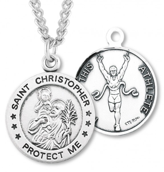 Men's St. Christopher Track Medal Sterling Silver - Sterling Silver