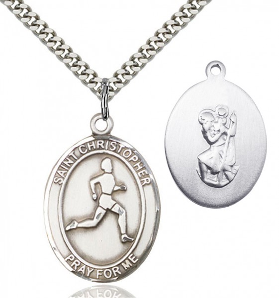 Men's St. Christopher Track and Field Medal - Sterling Silver