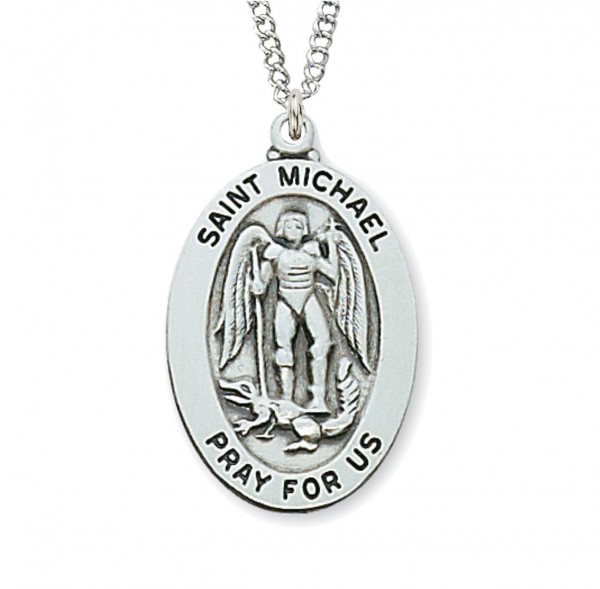 Boys St. Michael Oval Medal Sterling Silver - Silver