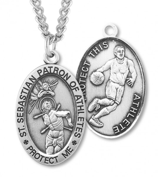 Men's St. Sebastian Basketball Medal Sterling Silver - Sterling Silver