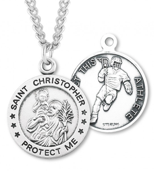 Men's St. Sebastian Lacrosse Medal Sterling Silver - Sterling Silver