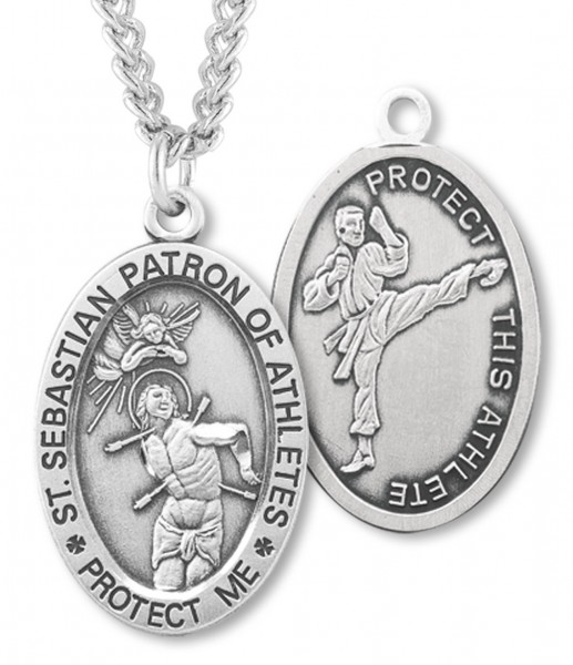 Men's St. Sebastian Martial Arts Medal Sterling Silver - Sterling Silver