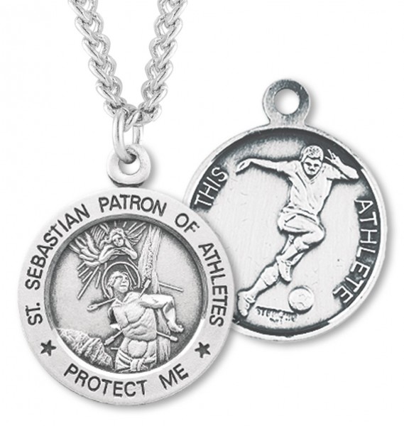 Men's St. Sebastian Soccer Medal Sterling Silver - Sterling Silver