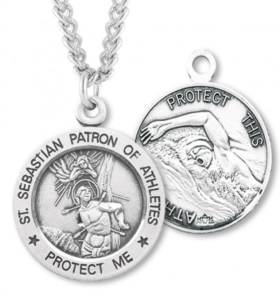 Men's St. Sebastian Swimming Medal Sterling Silver - Sterling Silver
